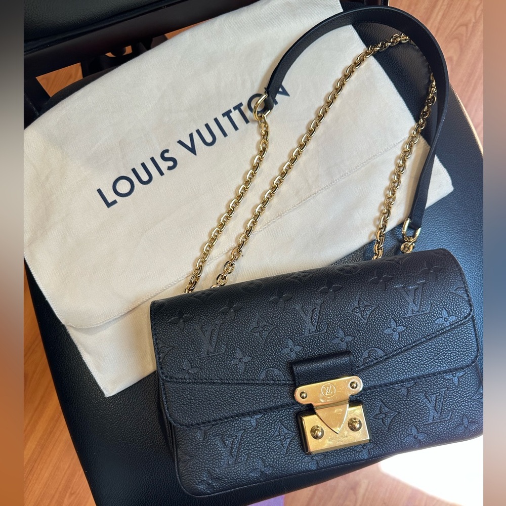Louis Vuitton Black Marceau Shoulder Bag with Gold Accents